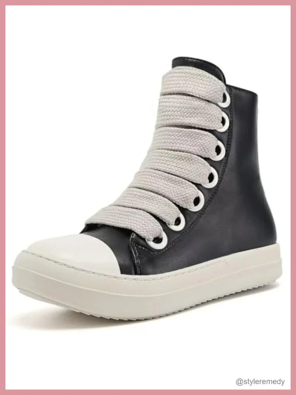 Women's High Top Sneakers Lace Up PU Leather with Thick Soles and Zipper,